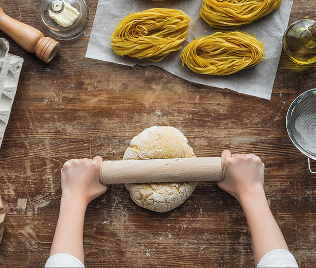 Fresh egg pasta with olive oil