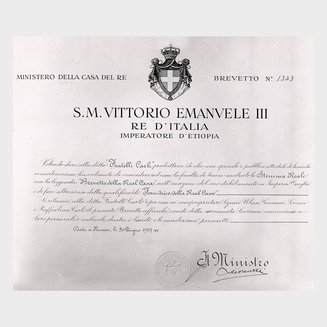 Letter from His Majesty Victor Emmanuel III 