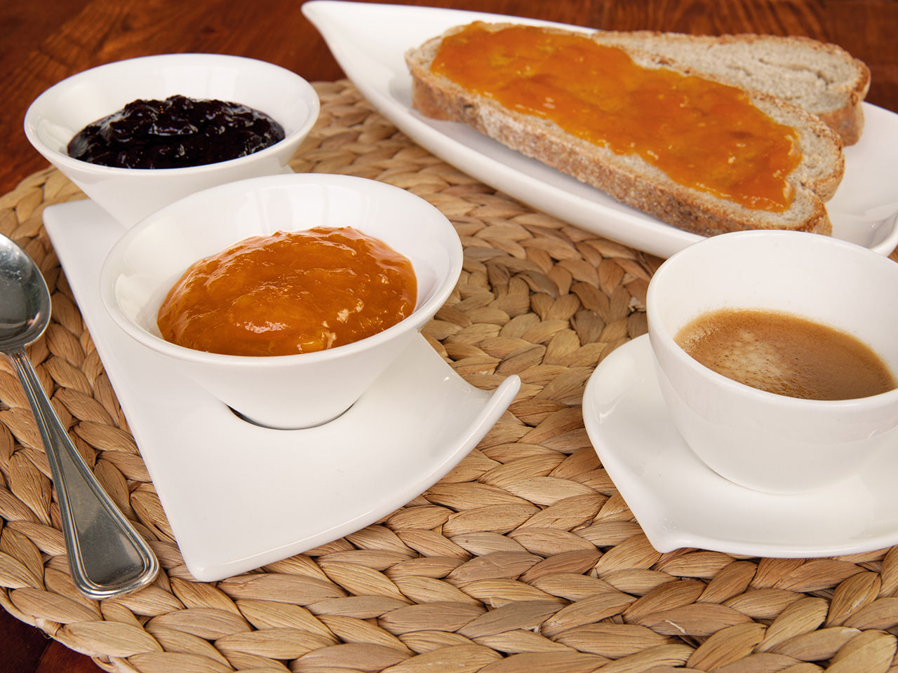 apricot spread and coffee