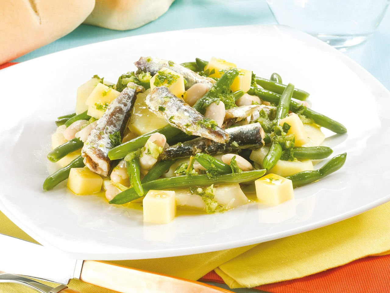 Potato, green bean and sardine salad