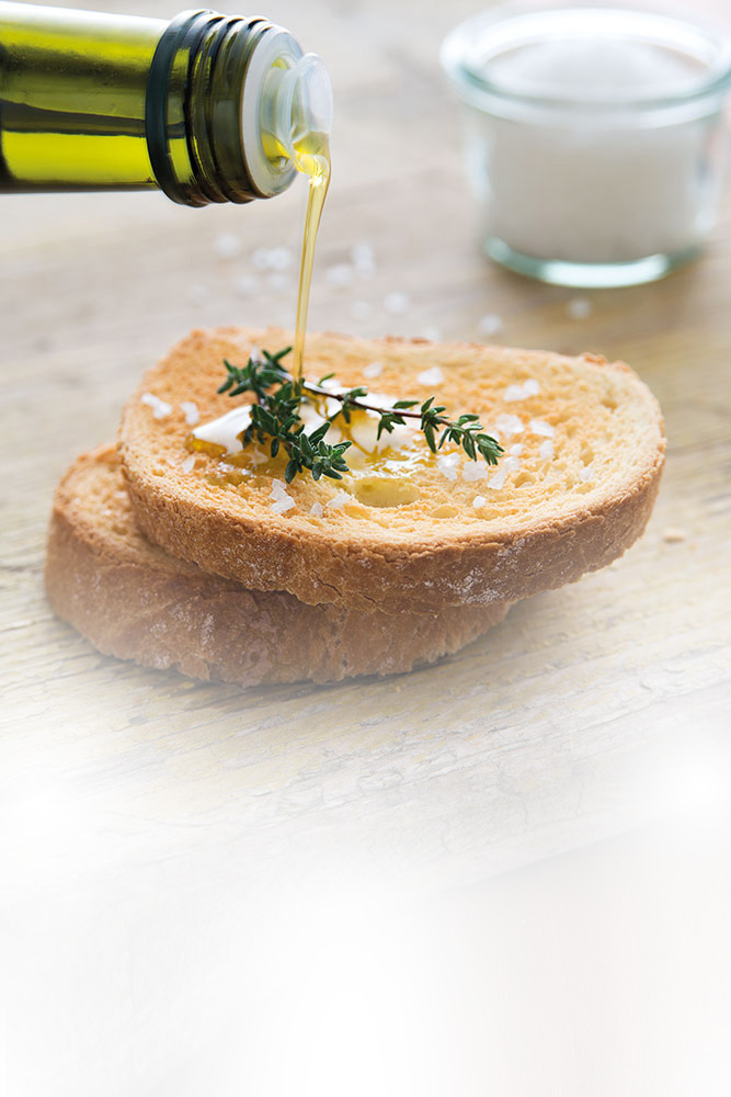 olive oil on bread
