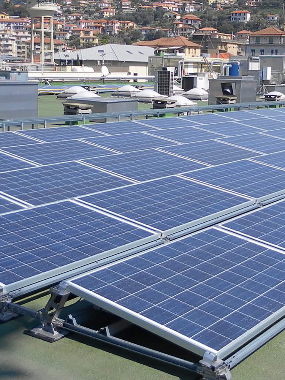 Solar panels installed on the roofs of the Fratelli Carli plant in Imperia