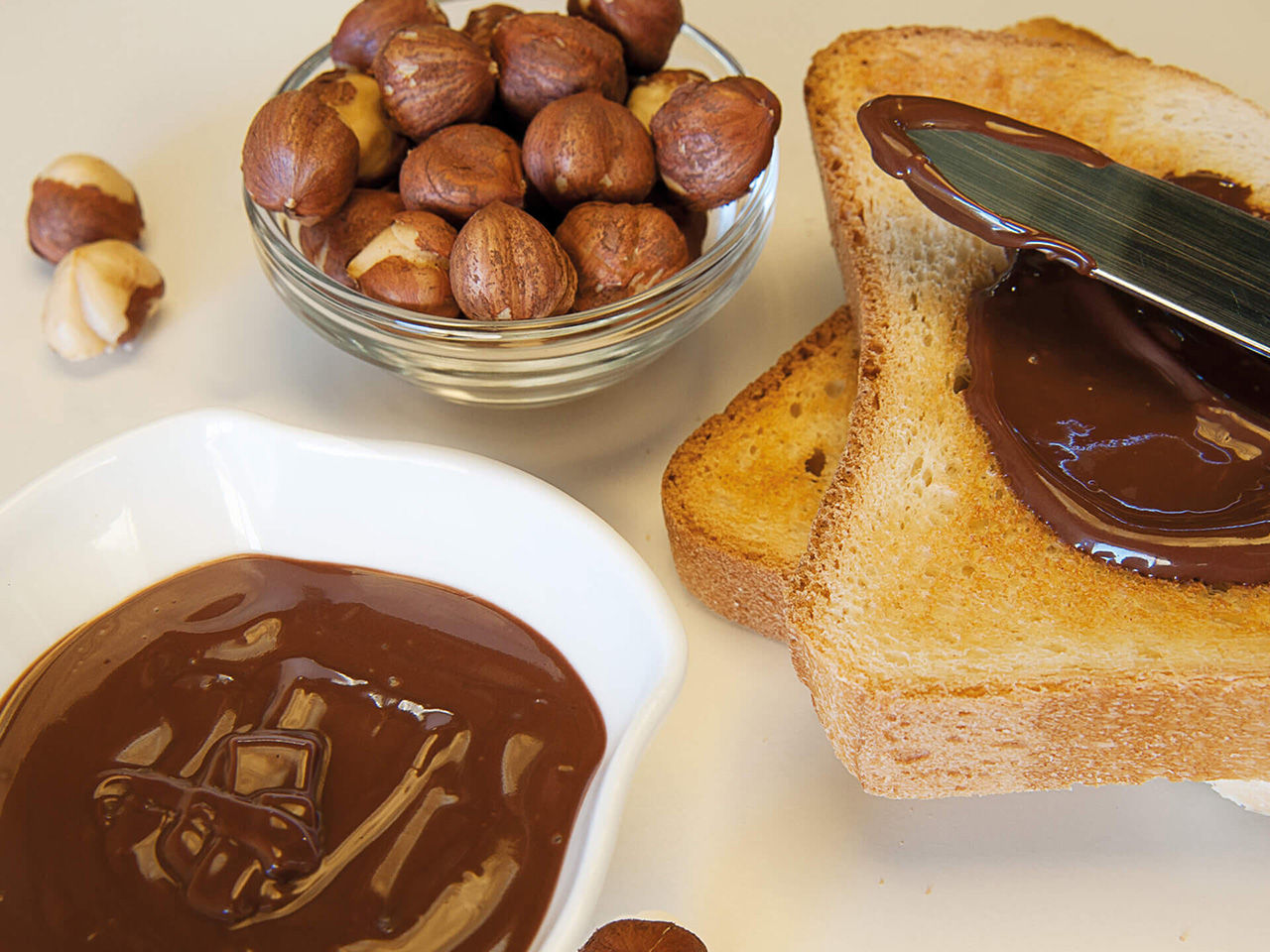 hazelnut spread on a slice of bread