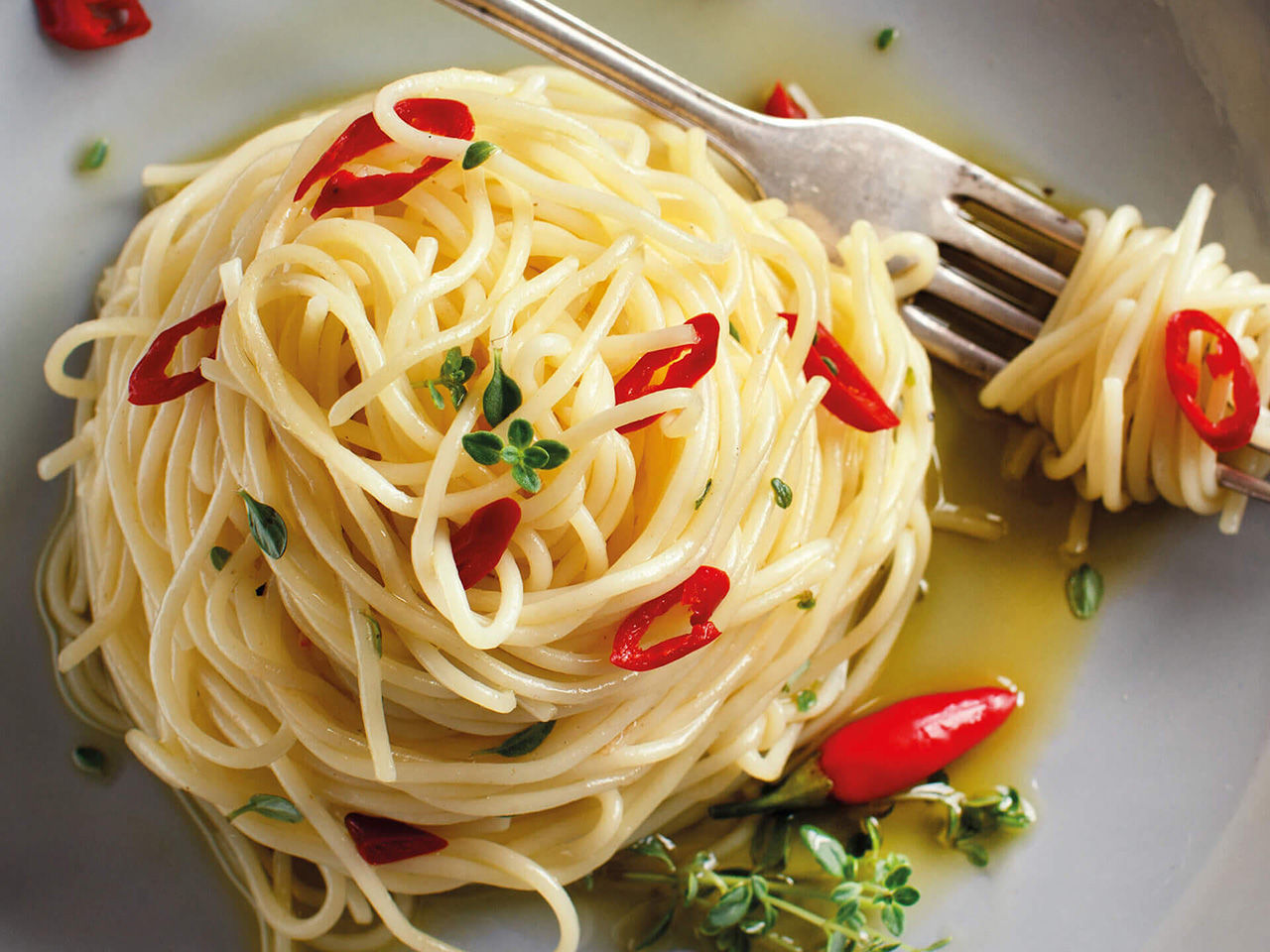 Spaghetti aglio, olio e peperoncino