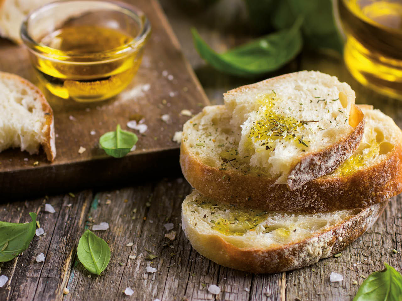 Olive oil on bread