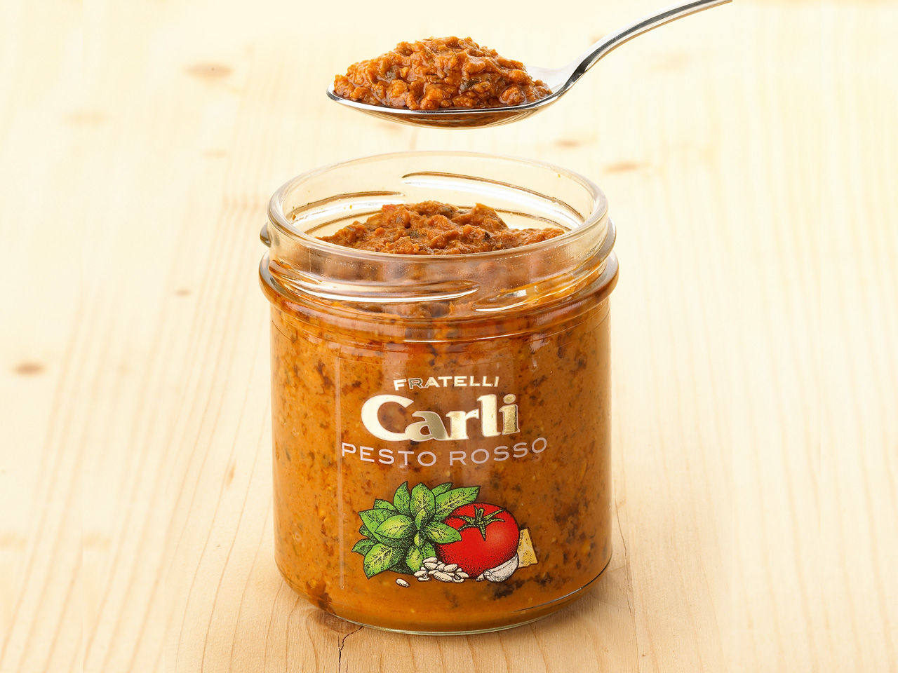 Jar of red pesto