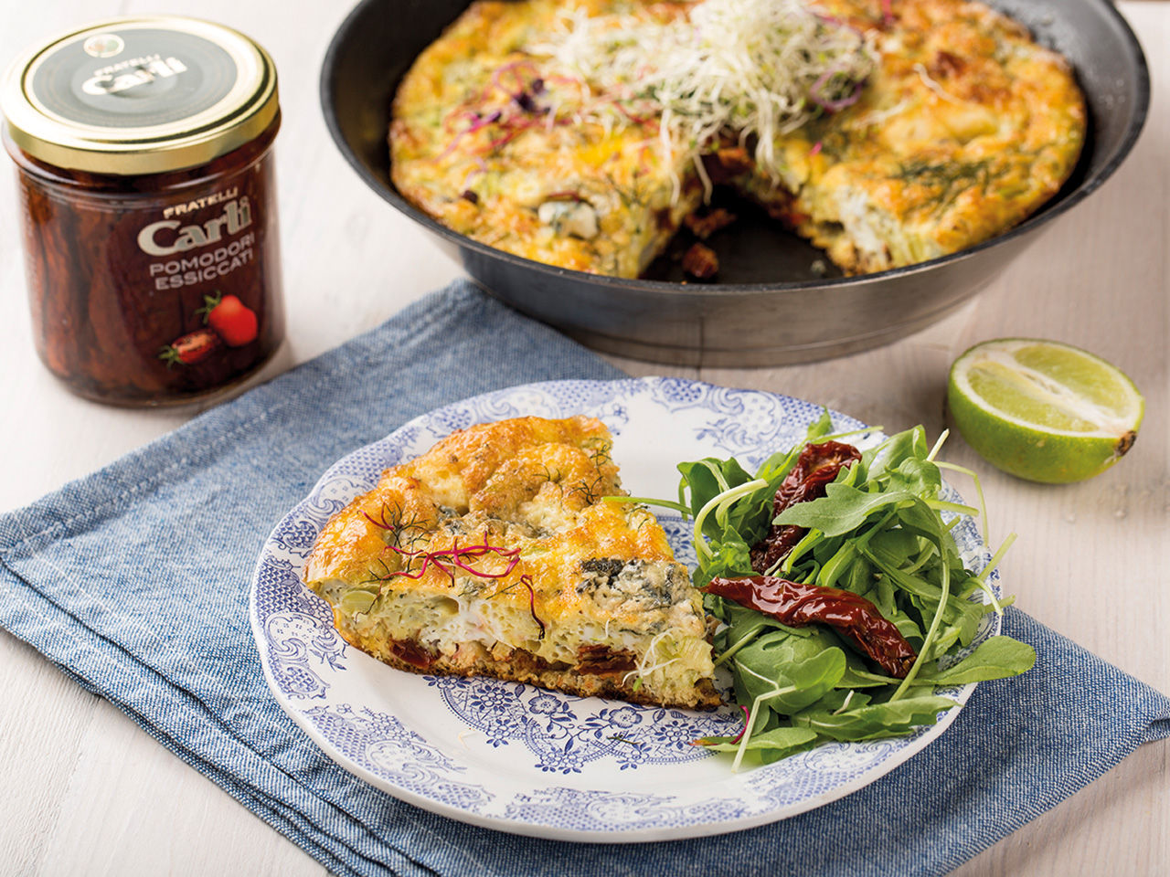 Savory pie with sun-dried tomatoes
